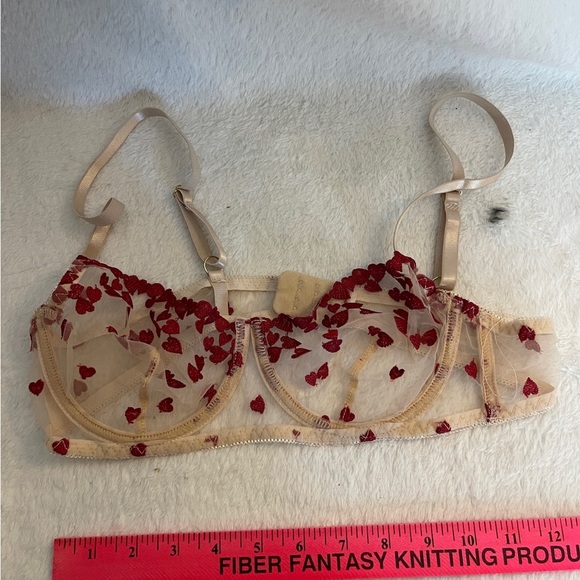 Other - Embroidered Red Heart Sheer Bra